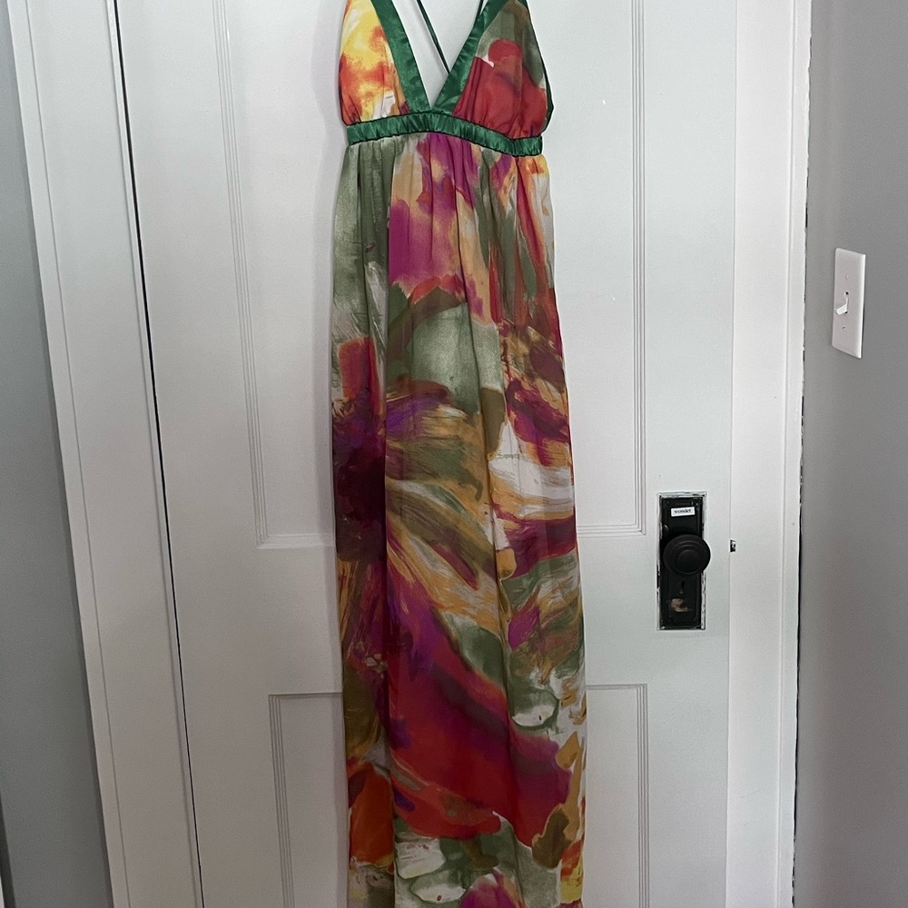 Wish Green and Orange Halter Dress